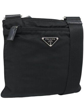 PRADA Shoulder Bag Nylon Black Silver